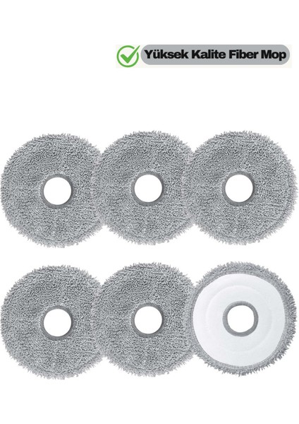 Roborock Qrevo,qrevo Curv,qrevo C,qrevo L Qrevo S Uyumlu Mikrofiber Mop Paspas Yedek Seti-6 Adet