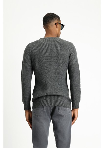 Erkek Bisiklet Yaka Regular Fit Dikişsiz Desenli Triko Kazak Şık Günlük Kullanım indirimleri