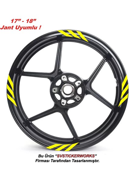 Üçlü Kalın Dıştan Içe Motosiklet Jant Sticker 16'lı Set Sticker Etiket Modeli