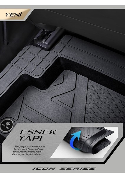 Hyundai Kona Uyumlu 5-D Oto Paspas ( Icon Siyah ) modelleri