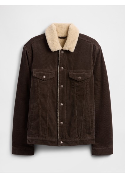 Erkek Kahverengi Sherpa-Astarlı Icon Kadife Ceket fiyatları