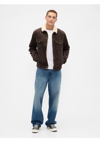 Erkek Kahverengi Sherpa-Astarlı Icon Kadife Ceket fırsatları