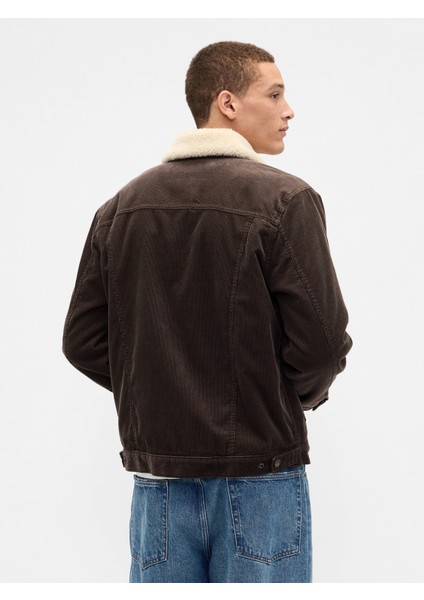 Erkek Kahverengi Sherpa-Astarlı Icon Kadife Ceket indirimleri