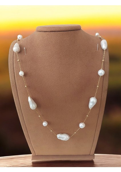 Doğal Barok Inci Uzun Kolye 1 mt