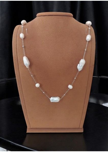 Doğal Barok Inci Uzun Kolye 1 mt modelleri