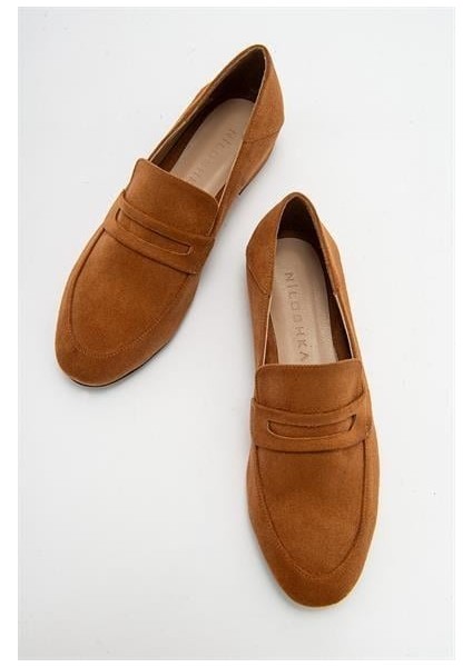 Kadın Orfe Taba Süet Loafer Ayakkabı modelleri
