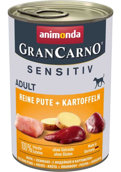 Gran Carno Sensitive Hindili ve Patatesli Yetişkin Köpek Konservesi 400GR