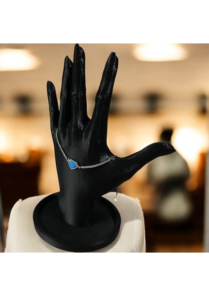 925 Ayar Gümüş Turkuaz Kalp Zirkon Taşlı Bileklik