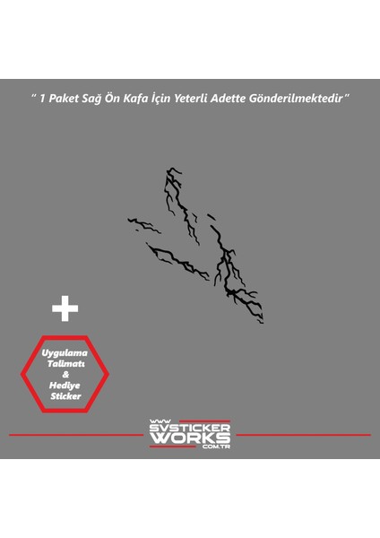 Rks SRK125R Sticker Kaplama Şimşek Ön Kafa Sticker Dekor Etiket fiyatları