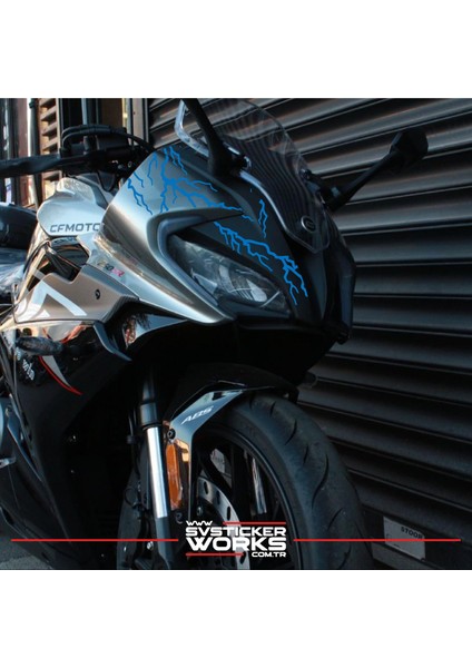 Cfmoto 250SR Sticker Ön Kafa Şimşek Desen Dekor Sticker Modeli