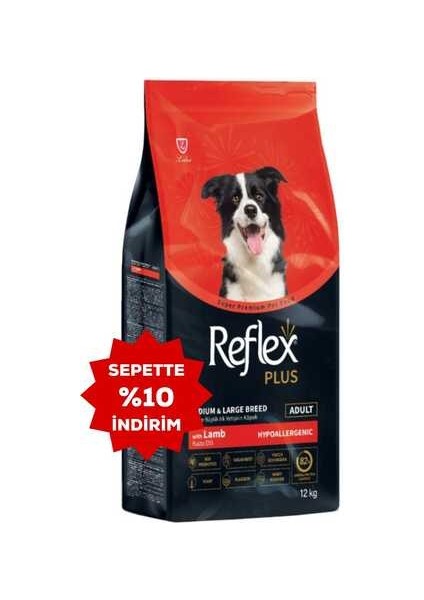 Plus Kuzu Etli Orta ve Büyük Irk Yetişkin Köpek Maması 12KG