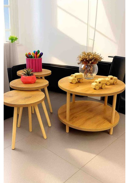 Kendin Kur Orta Sehpa Zigon Yan Sehpa Atlantik Çam Desenli Ahşap Ayaklı fırsatları