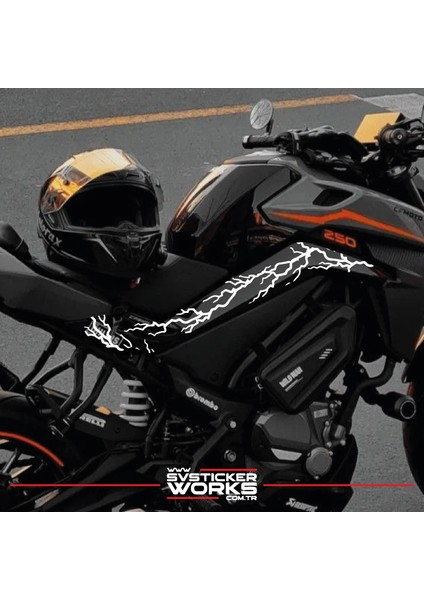Cfmoto 250NK Sticker Orta Şase Şimşek Yıldırım Sticker Deseni Dekor Sticker fiyatları