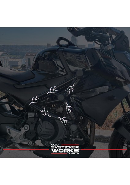 Motosiklet Koruma Demiri Sticker Şimşek Sticker Tüm Markalar Uyumlu Dekor Sticker