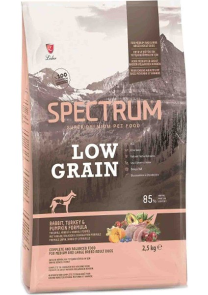 Düşük Tahıllı Tavşanlı Hindili ve Bal Kabaklı Orta ve Büyük Irk Yetişkin Köpek Maması 2,5kg