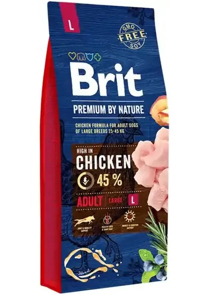 Brit Premium By Nature Adult Tavuklu Büyük Irk Yetişkin Köpek Maması 15KG