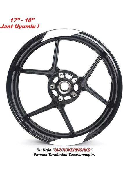Tekli Kalın Dıştan Içe Motosiklet Jant Sticker 4'lü Set Sticker Etiket Modeli