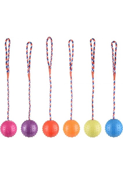 Flamingo Renkli Ipli Kauçuk Top Köpek Oyuncağı 7cm