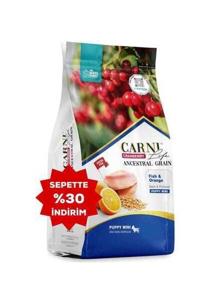 Life Cranberry Ancestral Grain Balık ve Portakal Mini Yavru Köpek Maması 2,5kg