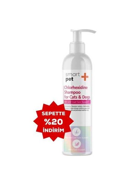 Smartpet + Clorhexidine Kedi ve Köpekler Için Kaşıntı ve Tahriş Giderici Şampuan 250ML