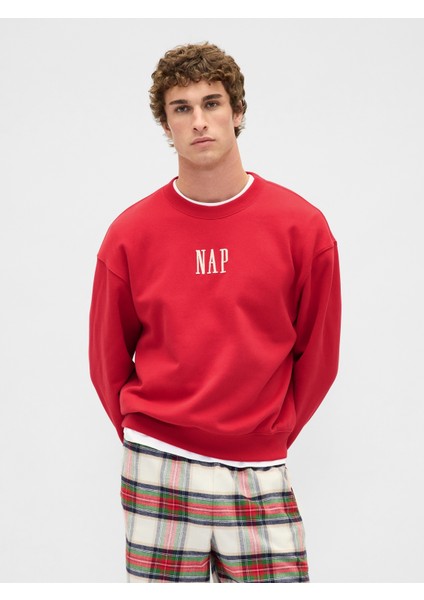 Erkek Kırmızı Vintagesoft Nap Logo Sweatshirt