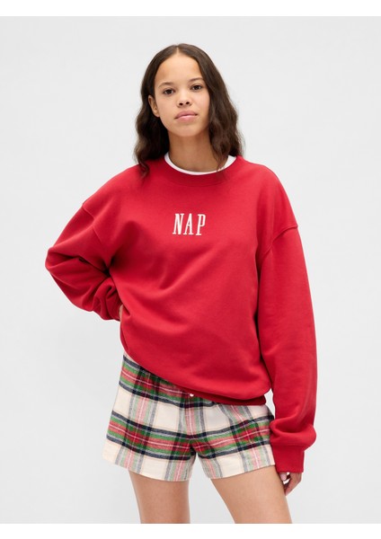 Erkek Kırmızı Vintagesoft Nap Logo Sweatshirt