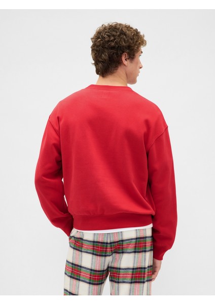 Erkek Kırmızı Vintagesoft Nap Logo Sweatshirt