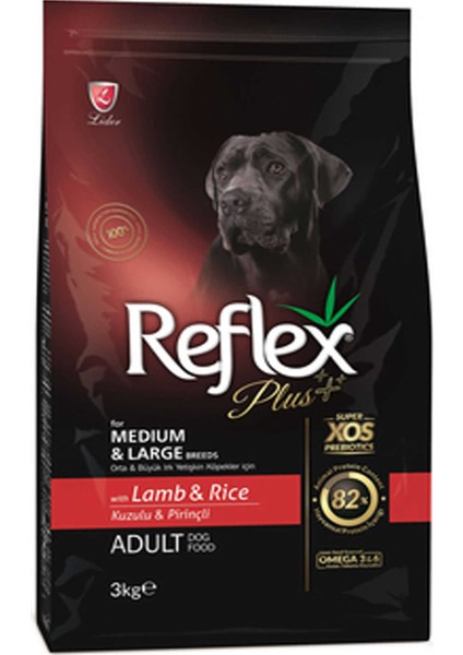 Plus Kuzu Eti ve Pirinçli Orta ve Büyük Irk Yetişkin Köpek Maması 3kg