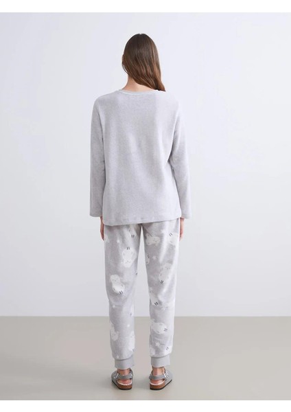 Bisiklet Yaka Nakışlı Polar Kadın Pijama Takımı (W5) fırsatları