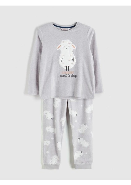 Bisiklet Yaka Nakışlı Polar Kadın Pijama Takımı (W5) indirimleri