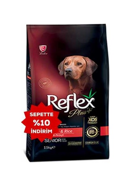 Plus Kuzu Eti ve Pirinçli Orta ve Büyük Irk +7 Yaşlı Köpek Maması 15KG