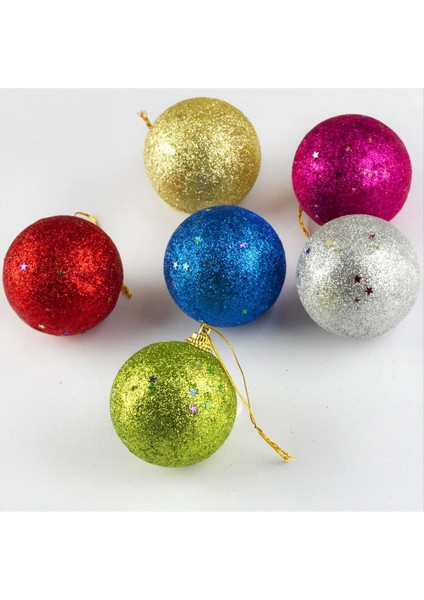 6 Adet Orta Cici Top Yılbaşı Ağaç Süsü