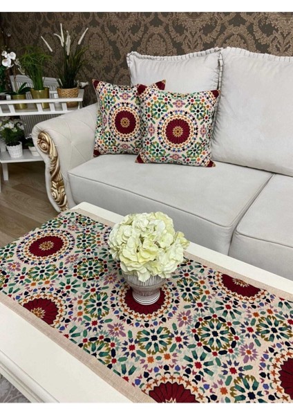 Lale Desen Goblen Dokuma Runner ve Goblen Kılıf Set