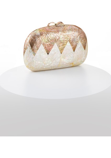 Splash L LY0127A Sedef El Yapımı Açık Kahverengi-Beyaz Çanta