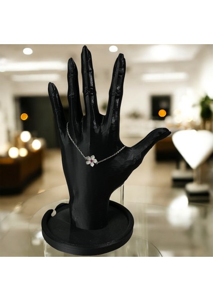 925 Ayar Gümüş Pembe ve Zirkon Taşlı Çiçek Bileklik fiyatları