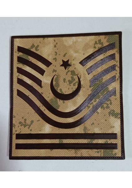 Jandarma Kamuflaj Astsubay Başçavuş Bir Çift 3D Plastik Tpu Rütbesi, Cırtlı, Standart Ölçü