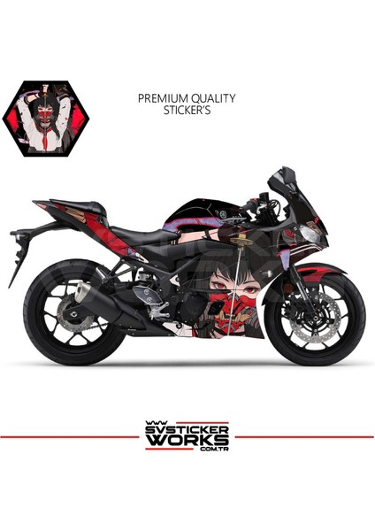 Yamaha R25 Kaplama Sticker Katana Girl Motor Kaplama Modeli Hazır Kit 2019 / 2023 Uyumlu