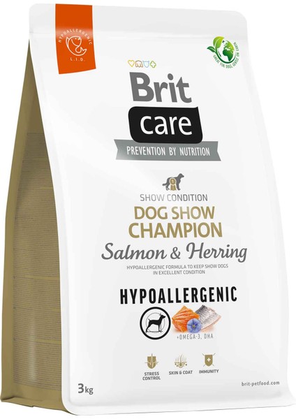 Hipoalerjenik Dog Show Champion Somonlu ve Ringa Balıklı Yetişkin Köpek Maması 3kg