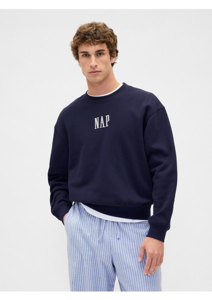 Erkek Lacivert Vintagesoft Nap Logo Sweatshirt