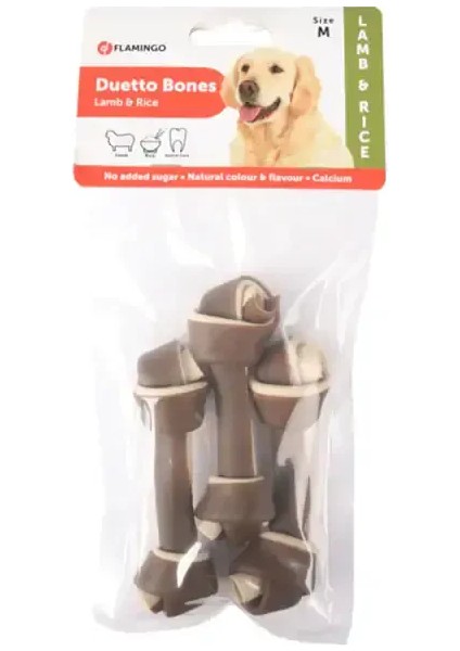 Flamingo Duetto Kuzulu ve Pirinçli Medium Köpek Ödül Kemiği 3lü (M)