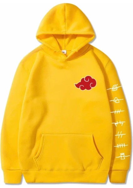 Punıx Büyük Beden Rahat Kalıp Japon Stili Yazı Bulut Baskılı Tam Kışlık Erkek Sweatshırt