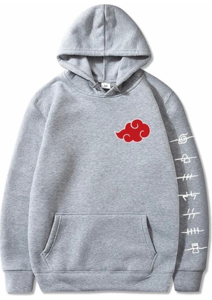 Punıx Büyük Beden Rahat Kalıp Japon Stili Yazı Bulut Baskılı Tam Kışlık Erkek Sweatshırt