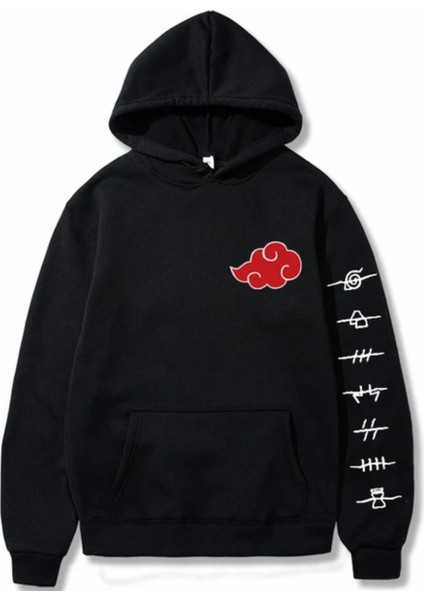 Punıx Büyük Beden Rahat Kalıp Japon Stili Yazı Bulut Baskılı Tam Kışlık Erkek Sweatshırt