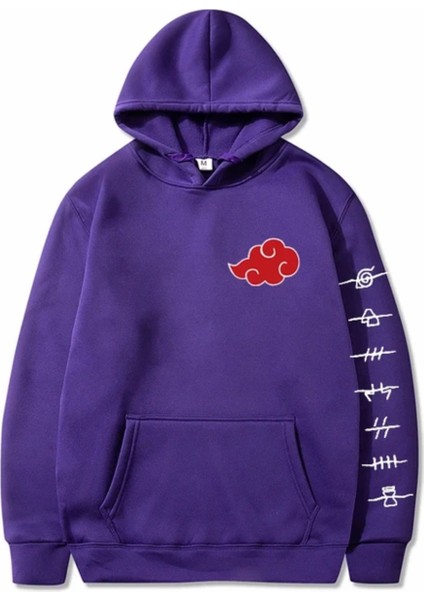 Punıx Büyük Beden Rahat Kalıp Japon Stili Yazı Bulut Baskılı Tam Kışlık Erkek Sweatshırt