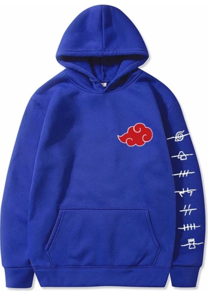 Punıx Büyük Beden Rahat Kalıp Japon Stili Yazı Bulut Baskılı Tam Kışlık Erkek Sweatshırt