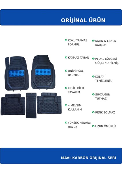 Chevrolet Captiva 2013 Uyumlu Havuzlu Ünıversal Pro Max Oto Paspas Siyah - Mavi modelleri