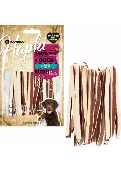 Flamingo Hapki Ördek ve Balıklı Sushi Şerit Köpek Ödül Maması 85GR