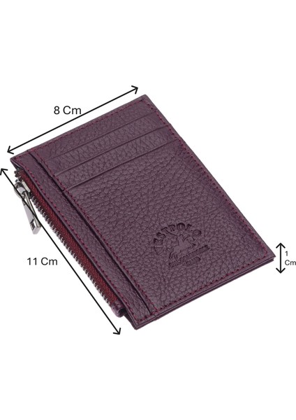 Ivo Fermuarlı Bozuk Para Bölmeli Unisex Hakiki Flötr Deri Kartlık - Mor