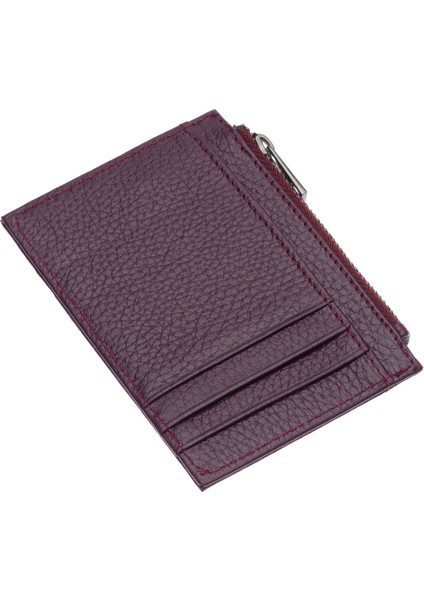 Ivo Fermuarlı Bozuk Para Bölmeli Unisex Hakiki Flötr Deri Kartlık - Mor fırsatları