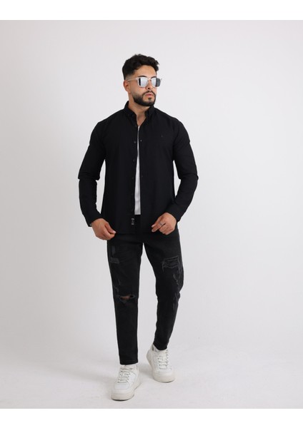 Flam Keten Slim Fit Spor ve Şık Erkek Gömlek